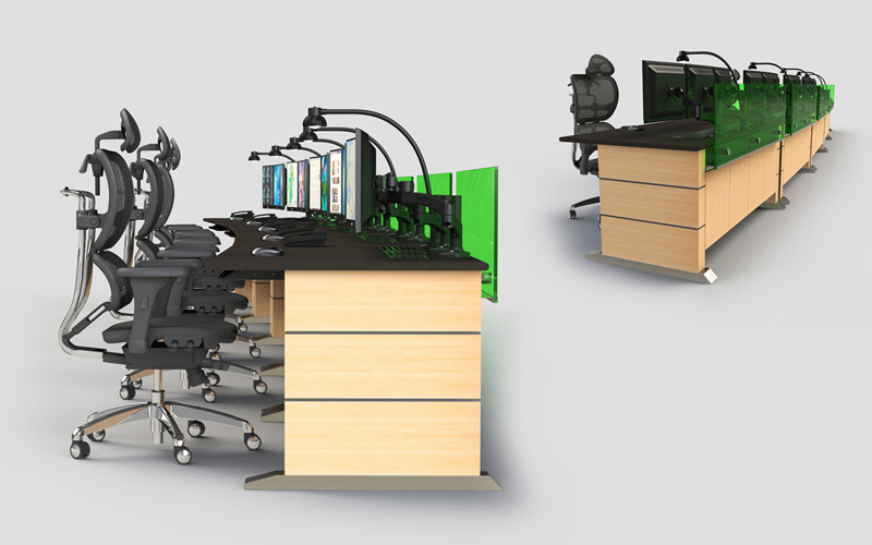 安防監(jiān)控中心調度臺效果展示圖