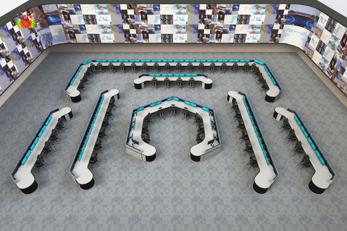 調(diào)度指揮中心操作臺(tái)布局效果圖